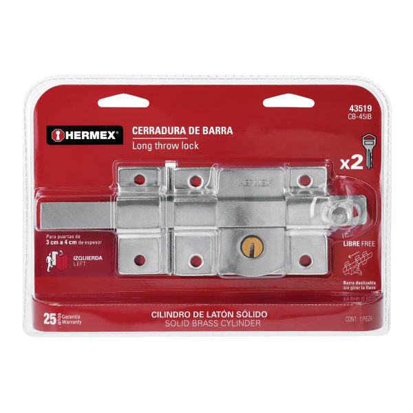 43519 - Cerradura de barra libre, izquierda, blíster, HERMEX