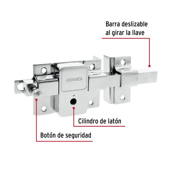 43510 - Cerradura de barra fija, llave tetra, derecha, blíster