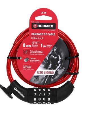 CB-8CE1.jpg 43924 - Candado de cable con combinación, 8 mm X 1.0 m, HERMEX