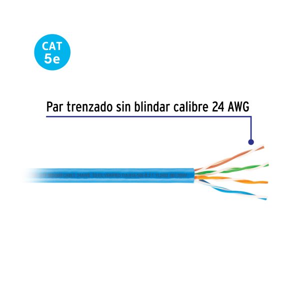 47384 - Metro de cable UTP CAT5E, Bobina de 305m, azul, VOLTECK