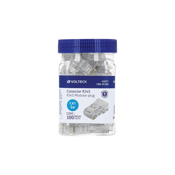 45857 - Plug RJ45 CAT5E, Bote con 100 piezas, VOLTECK