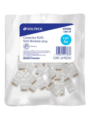 CBR-5PE1.jpg 49406 - Plug RJ45 CAT5E, Bolsa con 20 piezas, VOLTECK