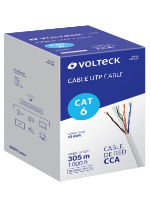 49434 - Metro de cable UTP CAT6, Bobina de 305m, blanco, VOLTECK