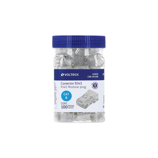 45858 - Plug RJ45 CAT6, Bote con 100 piezas, VOLTECK