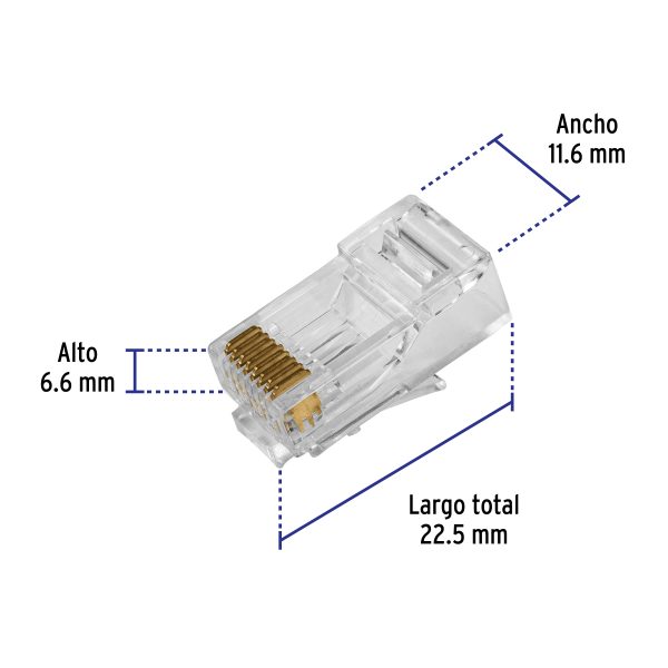 45858 - Plug RJ45 CAT6, Bote con 100 piezas, VOLTECK