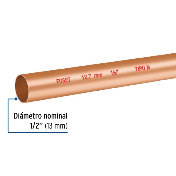 48151 - Tubo de 1/2' de cobre tipo 'N', de 3m, 0.5kg, FOSET
