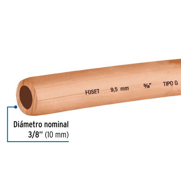 48157 - Rollo de 15m de tubo flexible de cobre 3/8', 2.6kg, FOSET