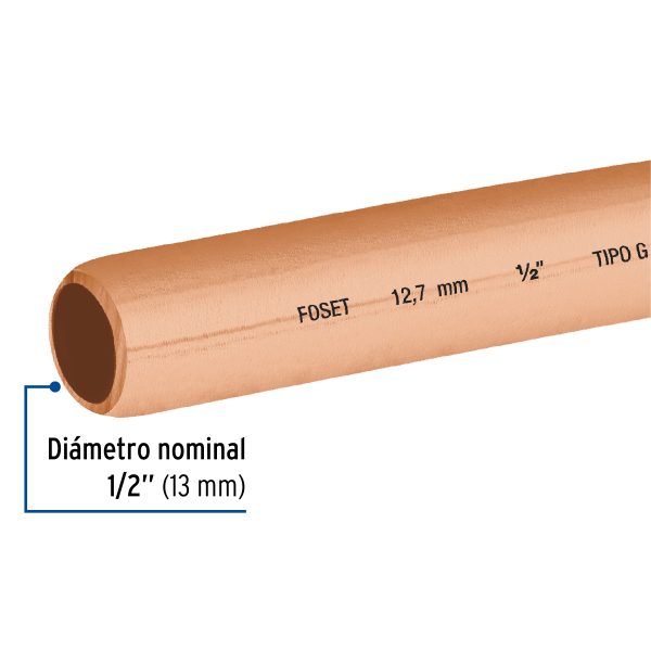 48158 - Rollo de 15m de tubo flexible de cobre 1/2', 3.7kg, FOSET