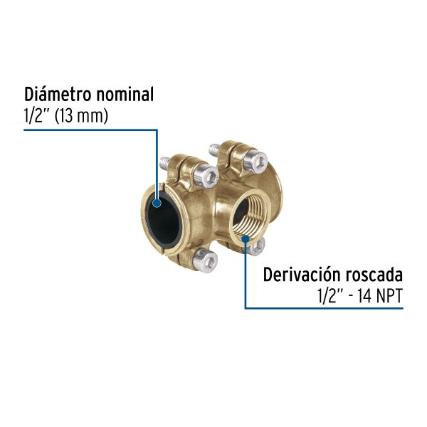 45369 - Abrazadera con derivación 1/2x1/2x1/2', FOSET