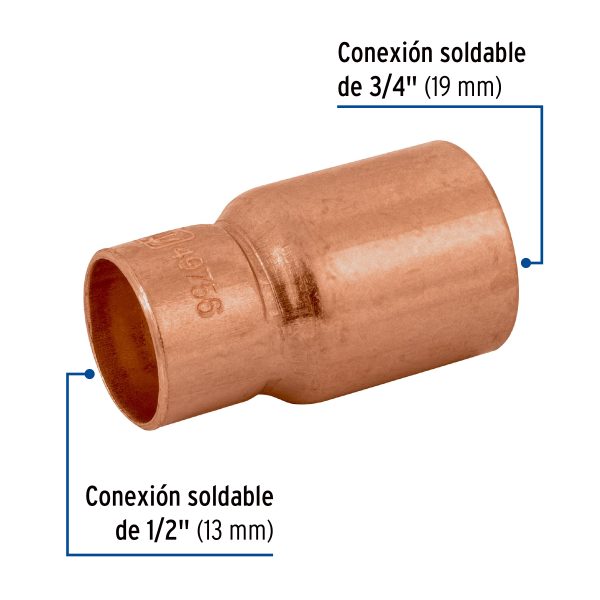 49756 - Reducción bushing de cobre 3/4 x 1/2', FOSET