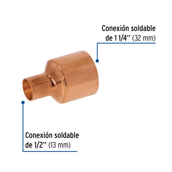 48873 - Reducción bushing de cobre 1-1/4 x 1/2', FOSET
