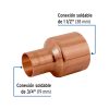 48874 - Reducción bushing de cobre 1-1/2 x 3/4', FOSET
