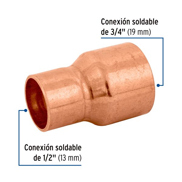 49749 - Reducción campana de cobre 3/4 x 1/2', FOSET