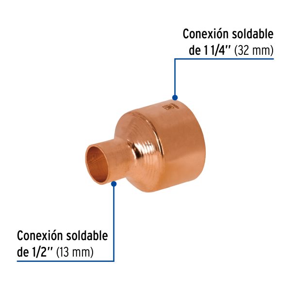 48866 - Reducción campana de cobre 1-1/4 x 1/2', FOSET