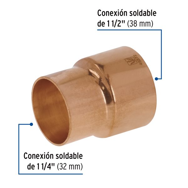 48872 - Reducción campana de cobre 1-1/2 x 1-1/4', FOSET