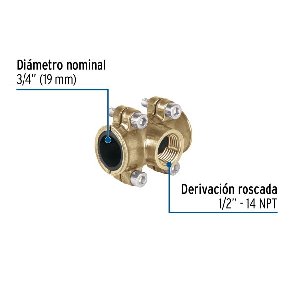45373 - Abrazadera con derivación 3/4x1/2x3/4', FOSET