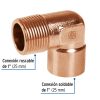 49649 - Codo 90° de cobre, rosca exterior 1', Foset