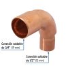 49721 - Codo 90° reducción de cobre de 3/4' x 1/2', FOSET
