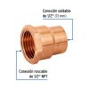 49656 - Conector de cobre, rosca interior 1/2', Foset