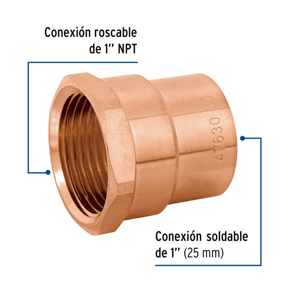 47630 - Conector de cobre de rosca interior 1', Foset Basic