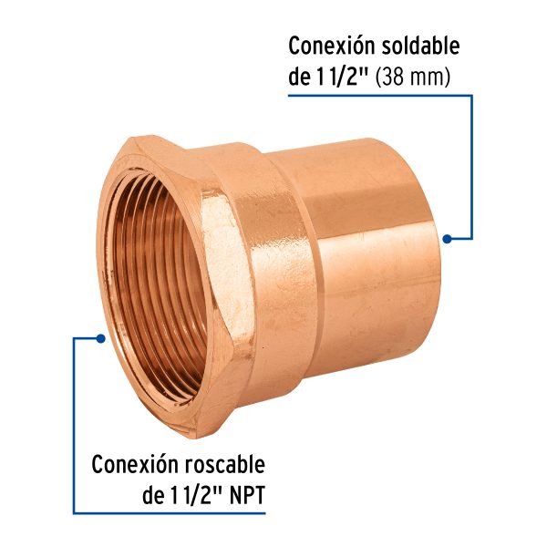 48899 - Conector de cobre, rosca interior 1-1/2', Foset