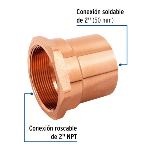 48900 - Conector de cobre, rosca interior 2', Foset