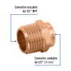 47625 - Conector de cobre de rosca exterior 1/2', Foset Basic