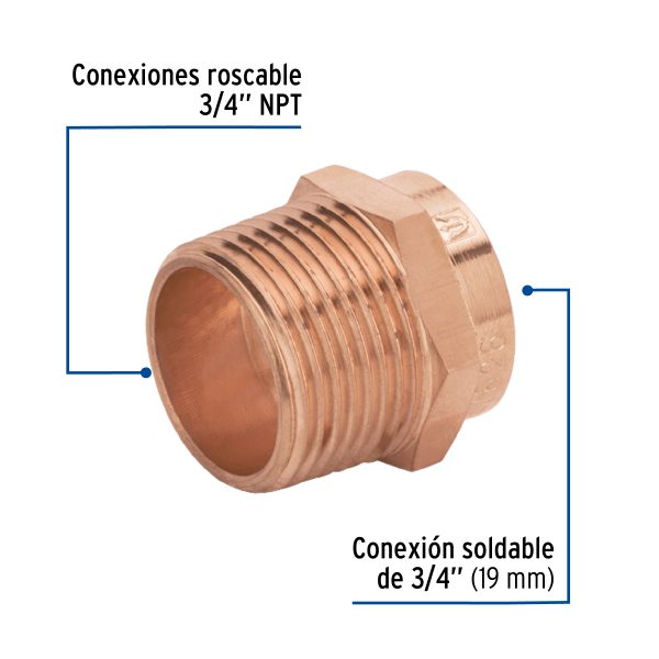 CC-612BFC1.jpg 47626 - Conector de cobre de rosca exterior 3/4', Foset Basic