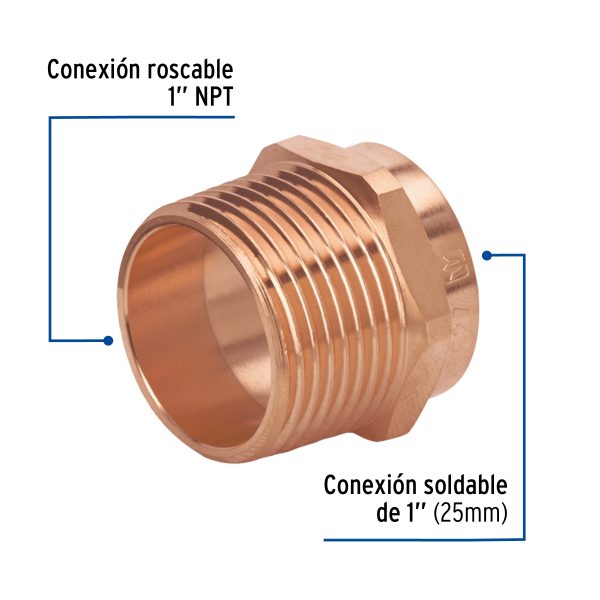 47627 - Conector de cobre de rosca exterior 1', Foset Basic