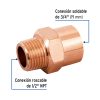 48878 - Conector reducido macho 1/2 x 3/4', Foset