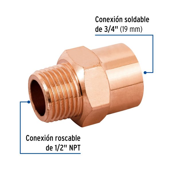 48878 - Conector reducido macho 1/2 x 3/4', Foset