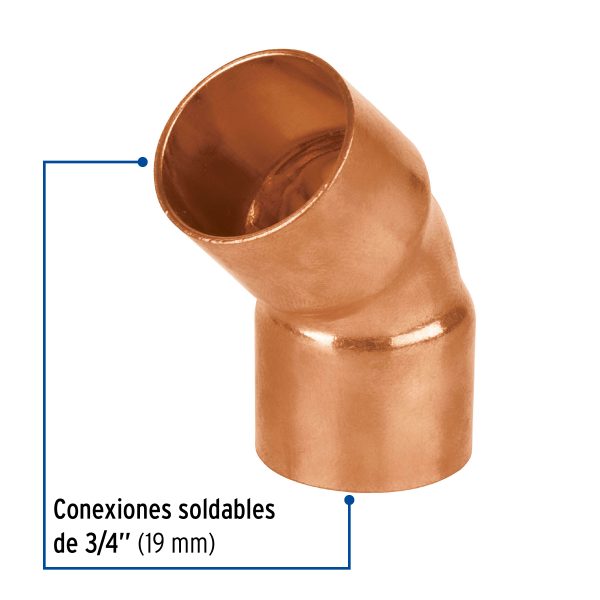 47635 - Codo 45° de cobre 3/4', FOSET BASIC