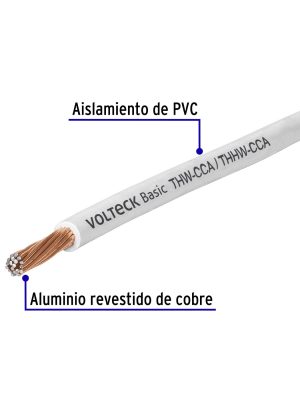 CCA-10BFC1.jpg 40208 - Rollo de 100 metros de cable THW CCA 10 AWG blanco, Basic