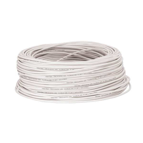 40216 - Rollo de 100 metros de cable THW CCA 14 AWG blanco, Basic