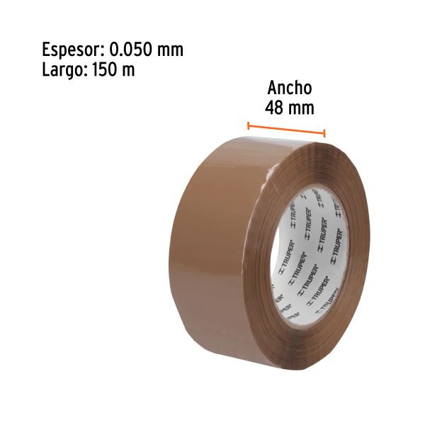 12556 - Cinta de empaque 48 mm x 150 m canela, Truper