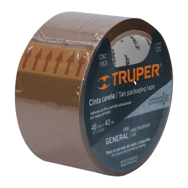 12550 - Cinta de empaque 48 mm x 40 m canela, Truper