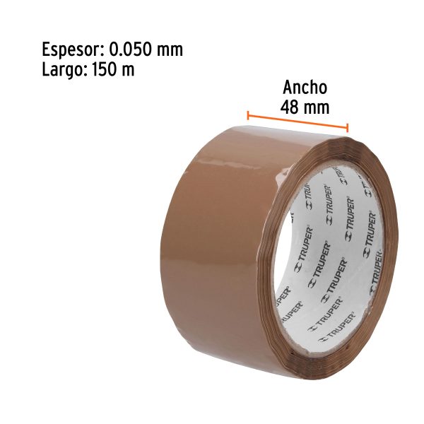 12554 - Cinta de empaque 48 mm x 50 m canela, Truper