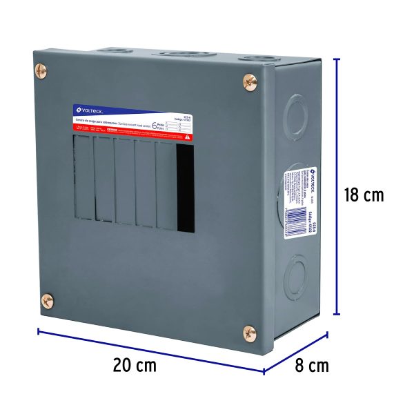 47332 - Centro de carga de sobreponer, 6 polos, Volteck