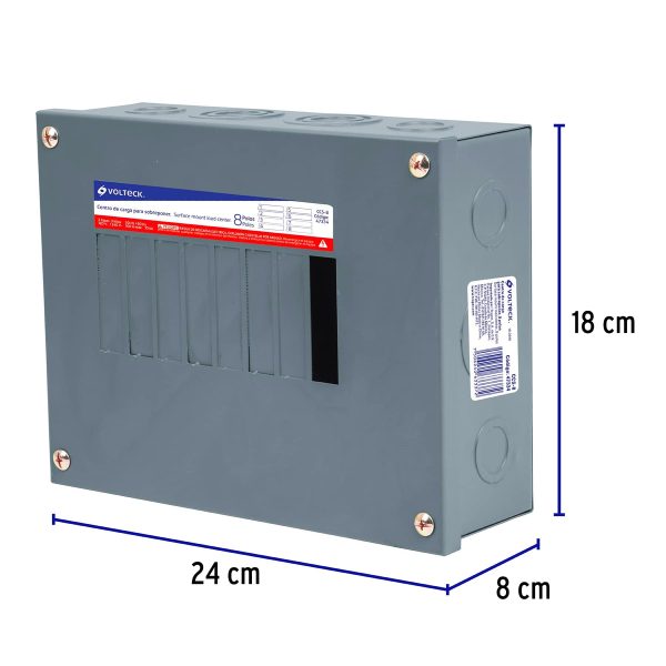 47334 - Centro de carga de sobreponer, 8 polos, Volteck