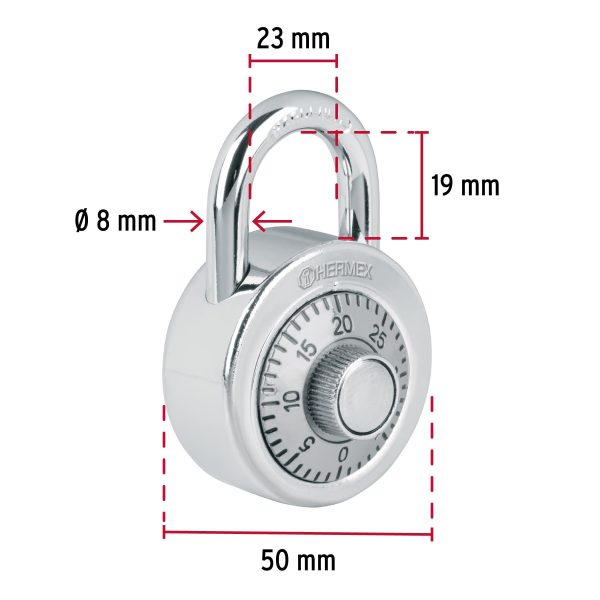 23525 - Candado de combinación de disco en blíster, HERMEX BASIC