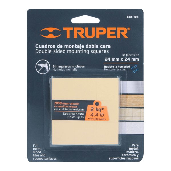 17290 - Blíster con 18 cuadros de montaje de 24 x 24 mm, Truper