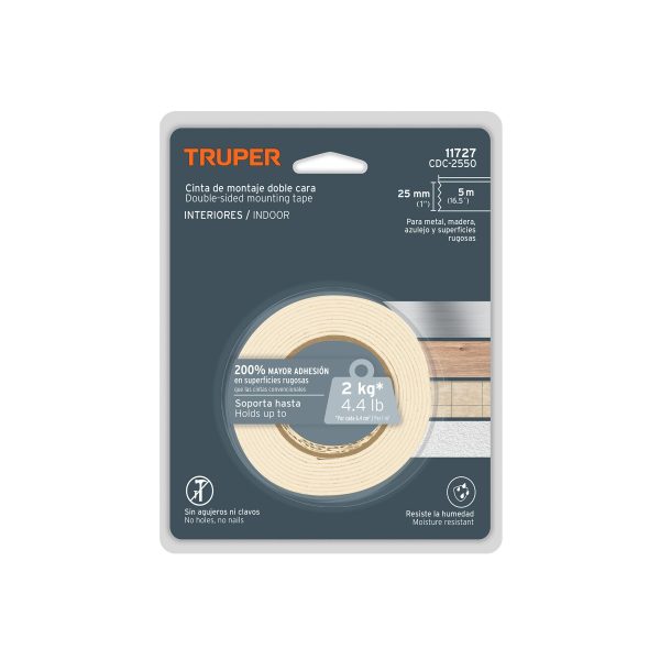 11727 - Cinta doble cara de 25 mm x 5 m, Truper