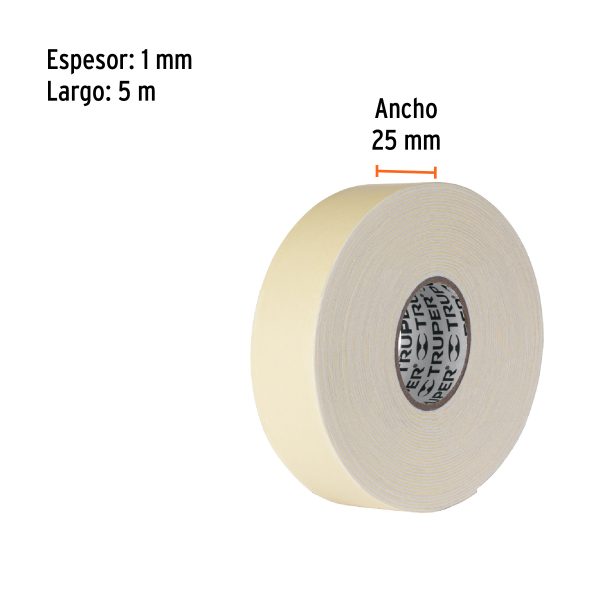 11727 - Cinta doble cara de 25 mm x 5 m, Truper