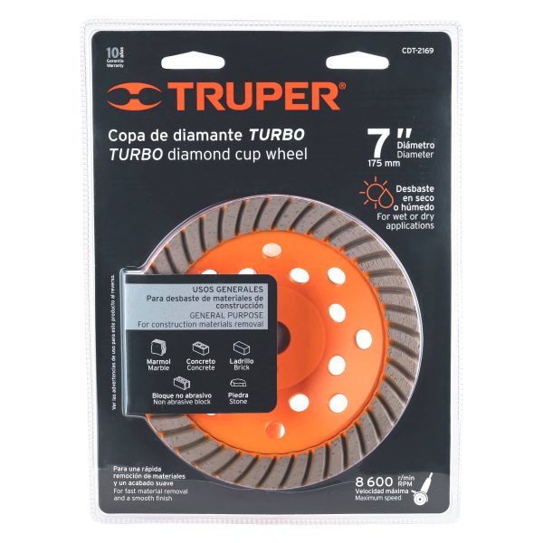 12259 - Copa de diamante turbo 7' x 7/8', TRUPER