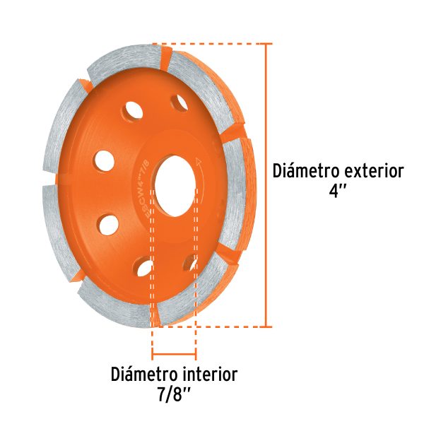 103210 - Copa de diamante 1 hilera 4' x 7/8', TRUPER