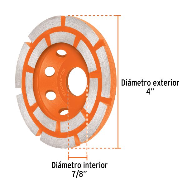 103212 - Copa de diamante doble hilera 4' x 7/8', TRUPER
