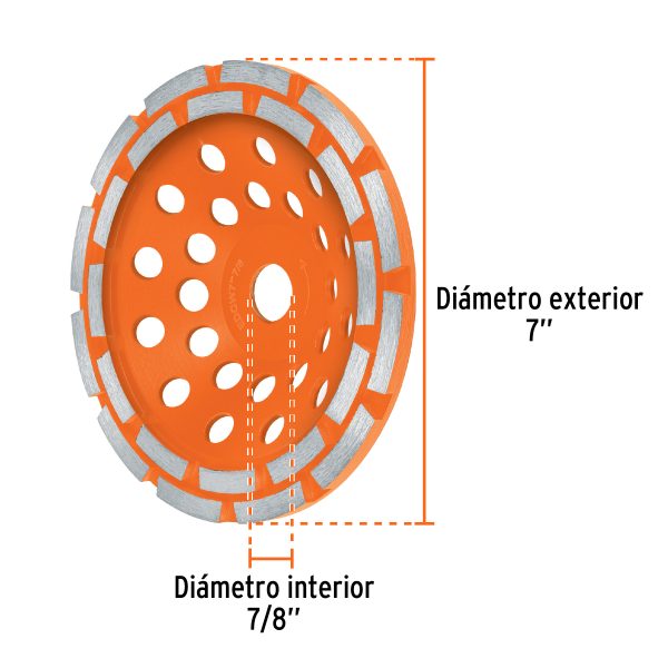 103213 - Copa de diamante doble hilera 7' x 7/8', TRUPER