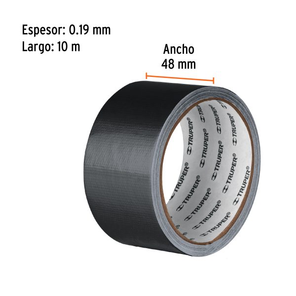 103061 - Cinta negra para ducto 10m x 48mm, espesor 0.19mm, Truper