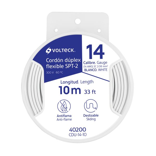 40200 - Carrete con 10 m cordón dúplex flexible SPT 14 AWG, Volteck