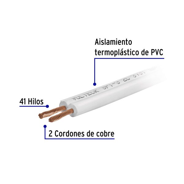 46067 - Rollo de 100 m de cordón dúplex flexible SPT 14 AWG, Volteck